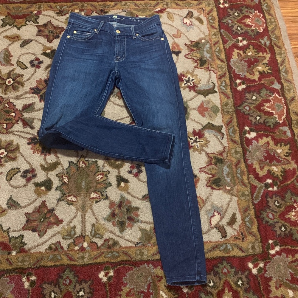 7 For All Mankind The Mid Rise Skinny Jeans Women’s Size 24/30 dark blue
